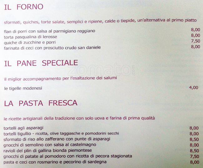 Menu di Le Rosse 