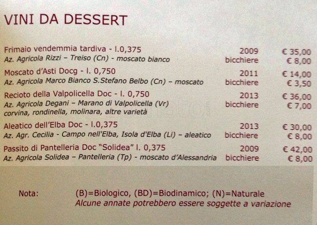 Menu di Le Rosse 