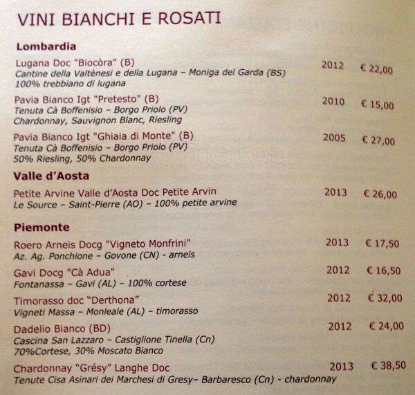 Menu di Le Rosse 