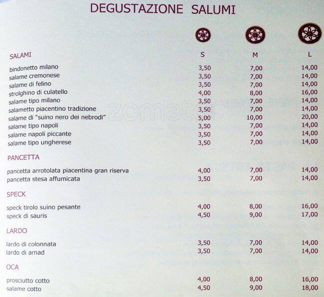 Menu di Le Rosse 