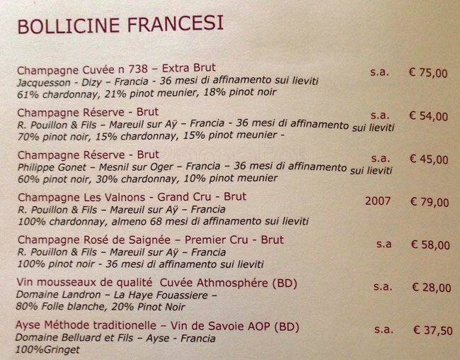 Menu di Le Rosse 