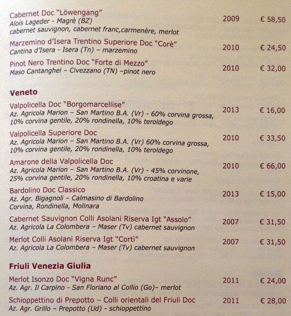 Menu di Le Rosse 