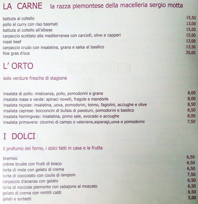 Menu di Le Rosse 