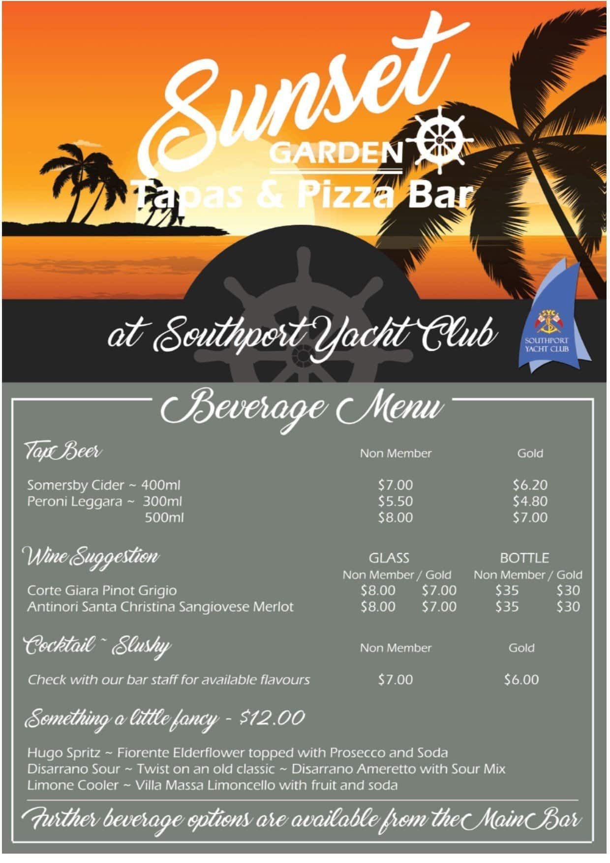 yacht club subs menu