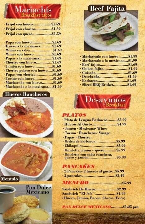 Cheif Menu Menu at Chief's Restaurant, Laredo, 46 State Highway 359