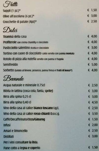 Menu di Zero100 