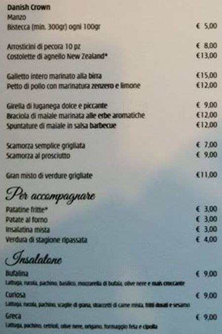 Menu di Zero100 