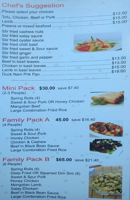 Menu at Thai Viet fast food, Ipswich