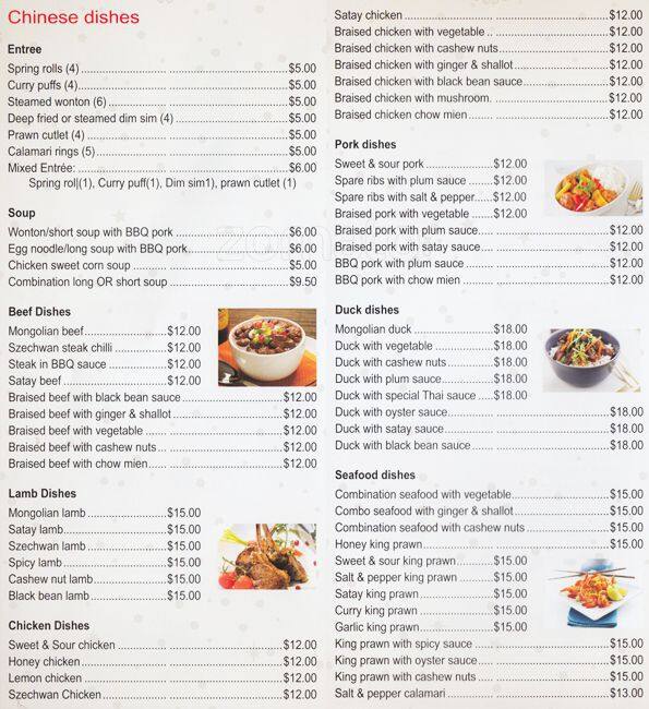 Thai Viet Chinese Restaurant Menu - Urbanspoon/Zomato