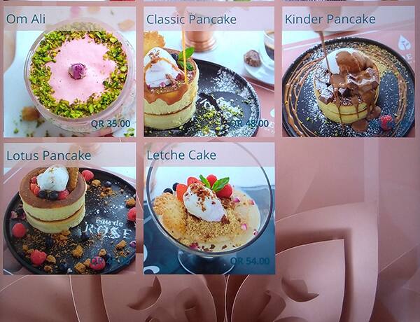 eau de Rose menu