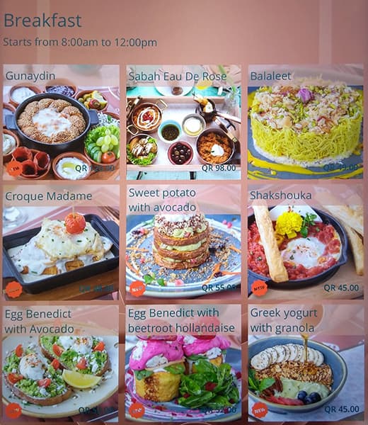 eau de Rose menu
