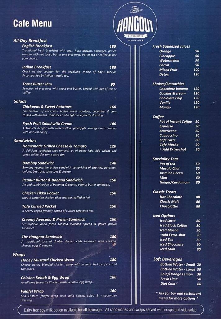The HangOut Siolim Menu, Menu for The HangOut Siolim, Vagator, Goa Zomato