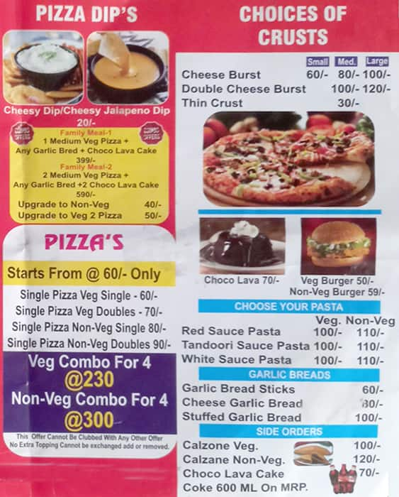 Menu of Pizza 96, Sainik Farms, New Delhi