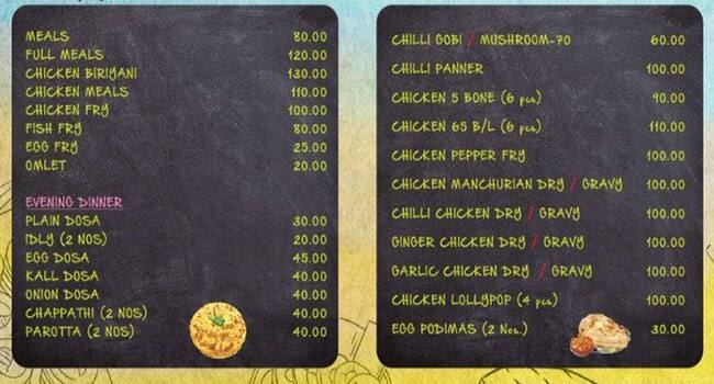 Menu of Rao's Andhra Mess, Nungambakkam, Chennai