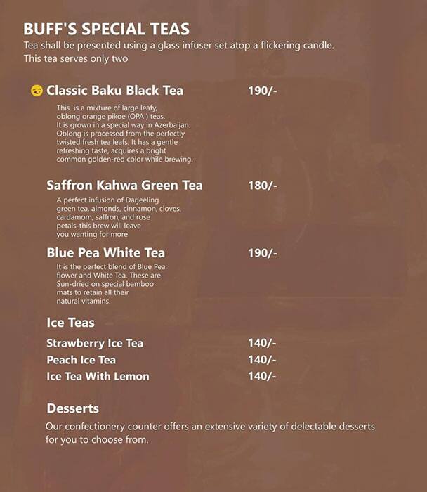 Menu of Wild Buff's Coffee, Kakkanad, Kochi
