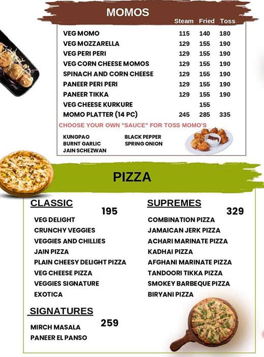 Menu of Beyond Temptation, Sola, Ahmedabad