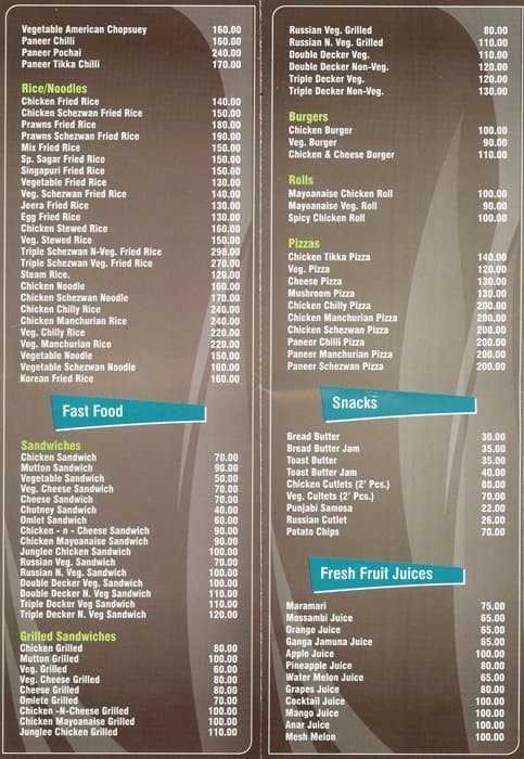 Cafe Sagar menu