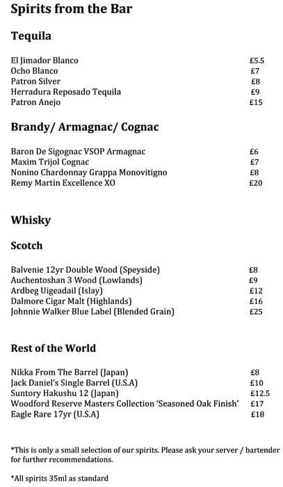 Menu at Heddon Street Kitchen restaurant, London