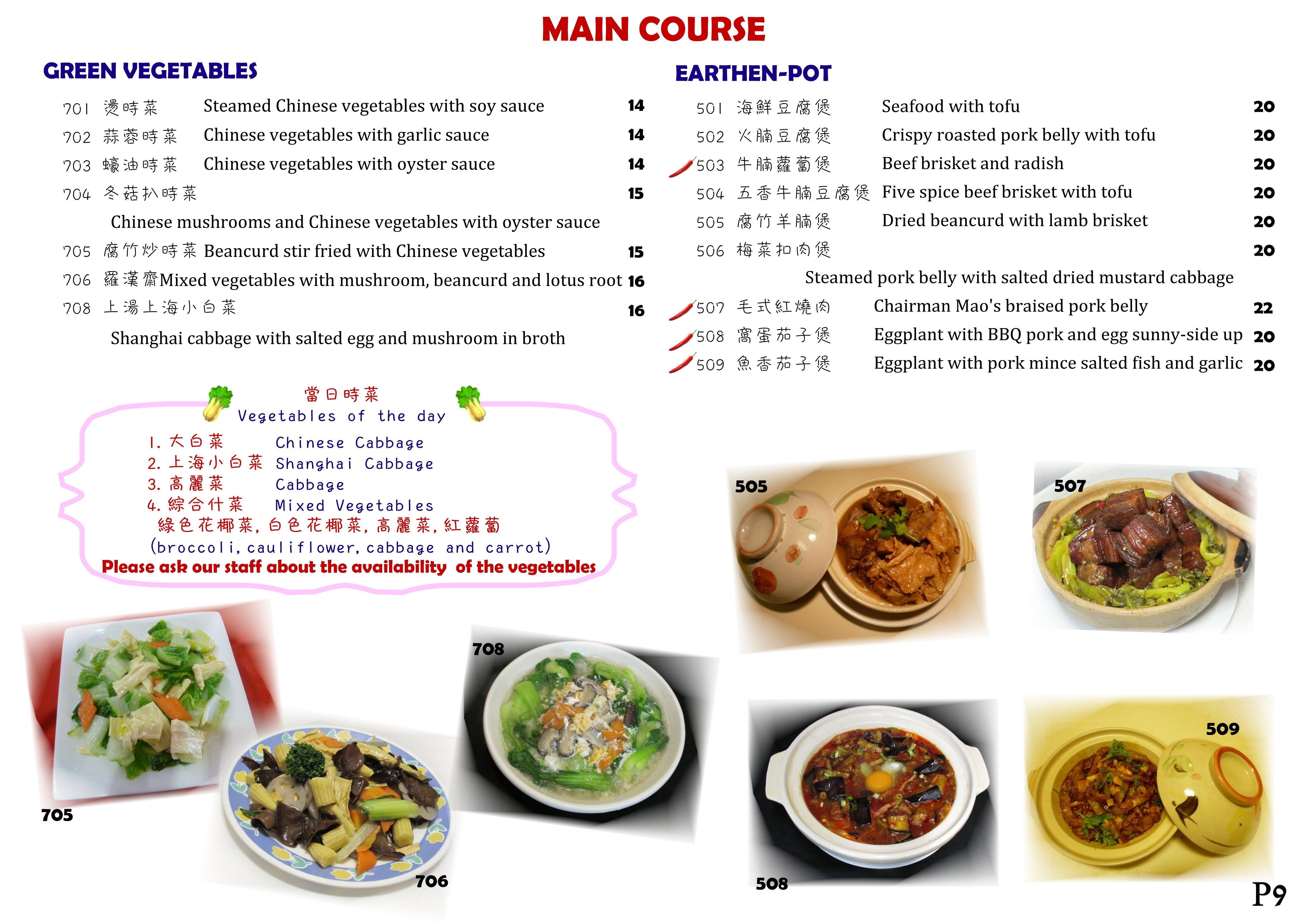 Menu at Chopsticks 101 restaurant, Dunedin