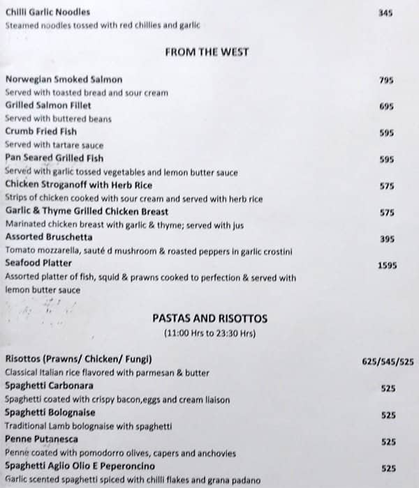 Carmine Radisson Blu Hotel Menu Zomato 8211