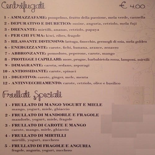 Menu di Adelaide Milano 