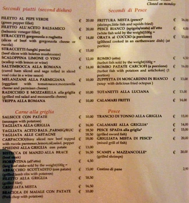 Menu di San Michele 