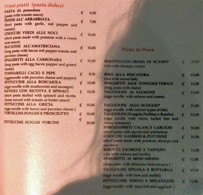 Menu di San Michele 