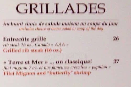 Menu de Casa Grecque