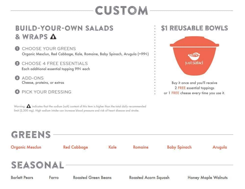 Just Salad menu