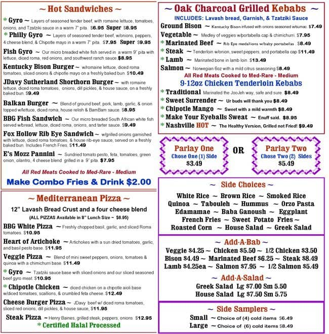 Burning Bush Grille Menu, Menu for Burning Bush Grille, Prospect ...