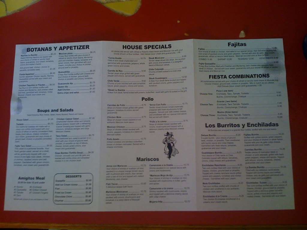 Menu at La Marimba Mexican Restaurant, Titusville