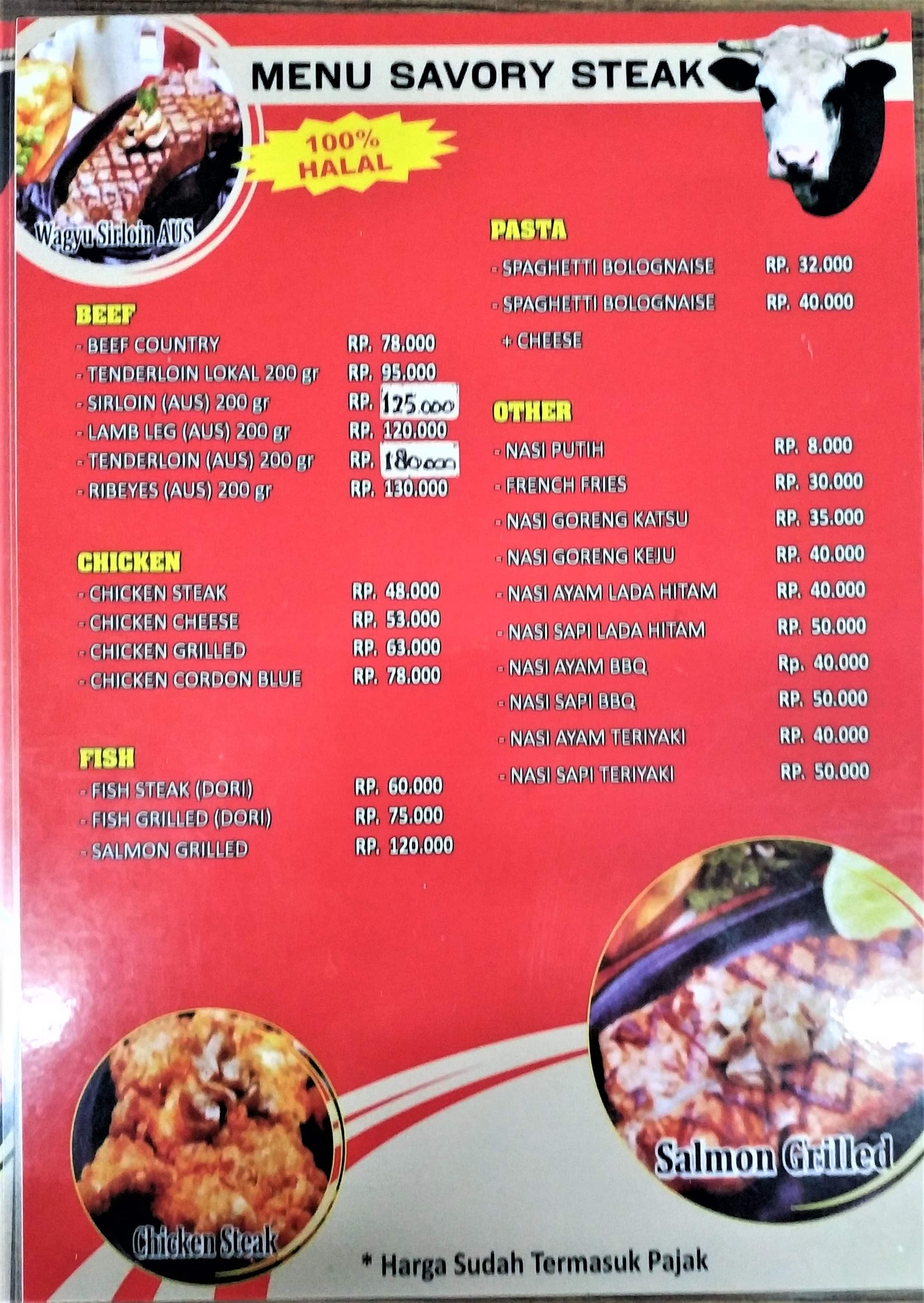 Savory Steak Menu, Menu For Savory Steak, Gajah Mada 