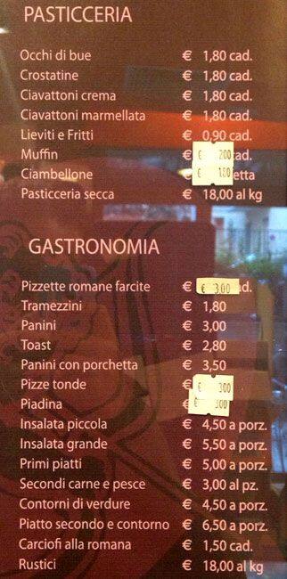 Menu di Caffè S. Valentino 