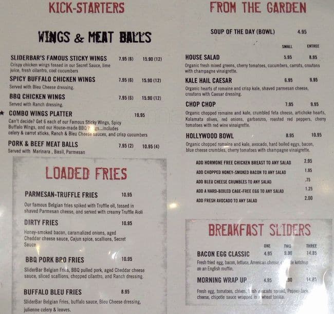 Slider Bar Cafe Menu, Menu for Slider Bar Cafe, Palo Alto, Palo Alto
