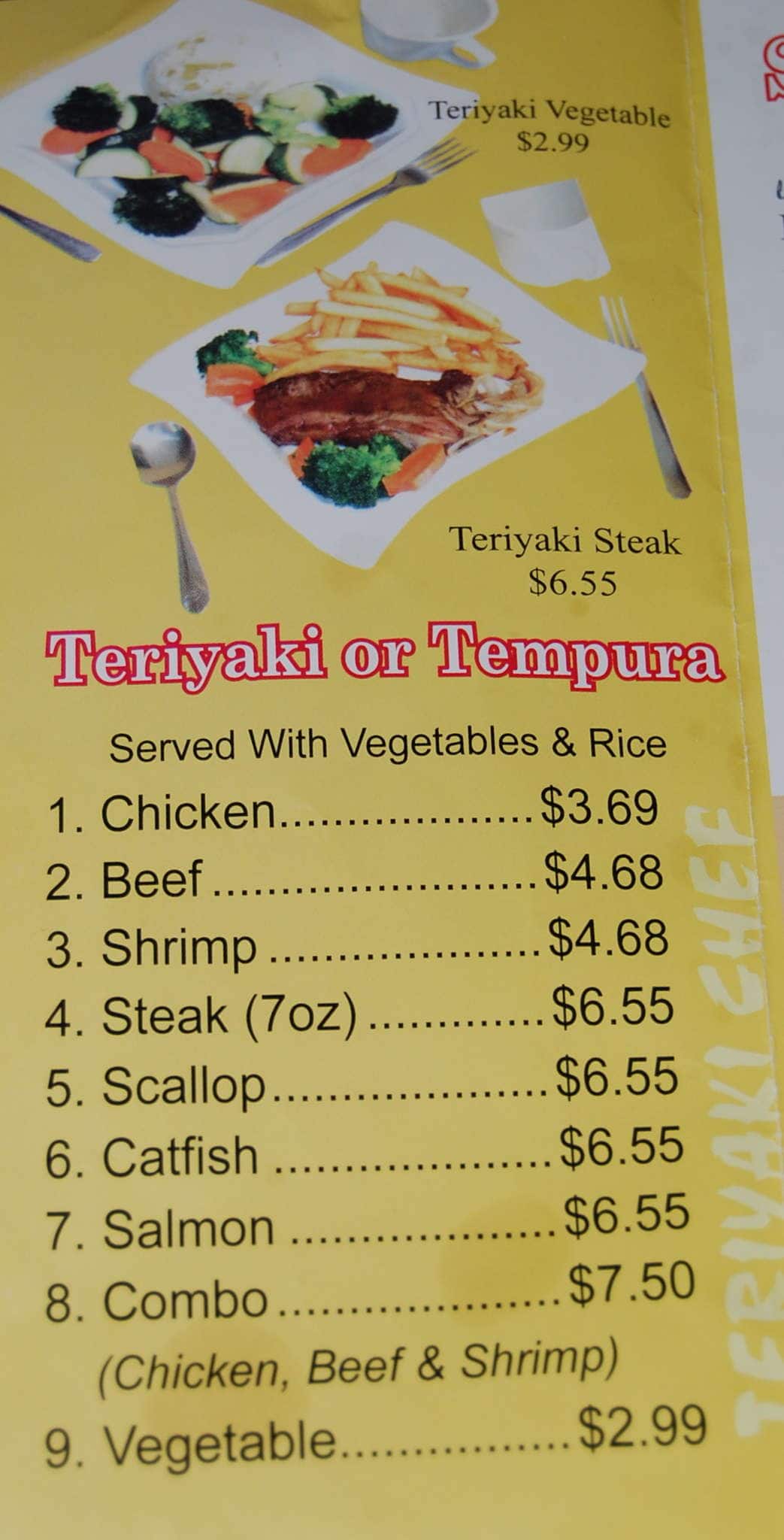Teriyaki Chef Menu, Menu for Teriyaki Chef, Calhoun, Dalton
