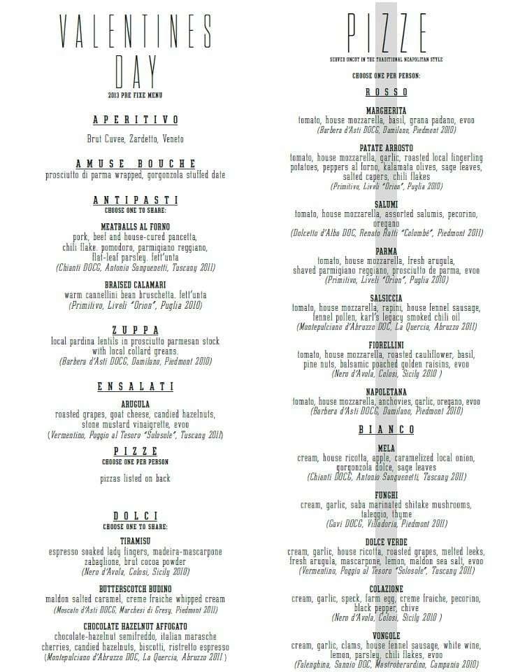 Maialino Dinner Menu