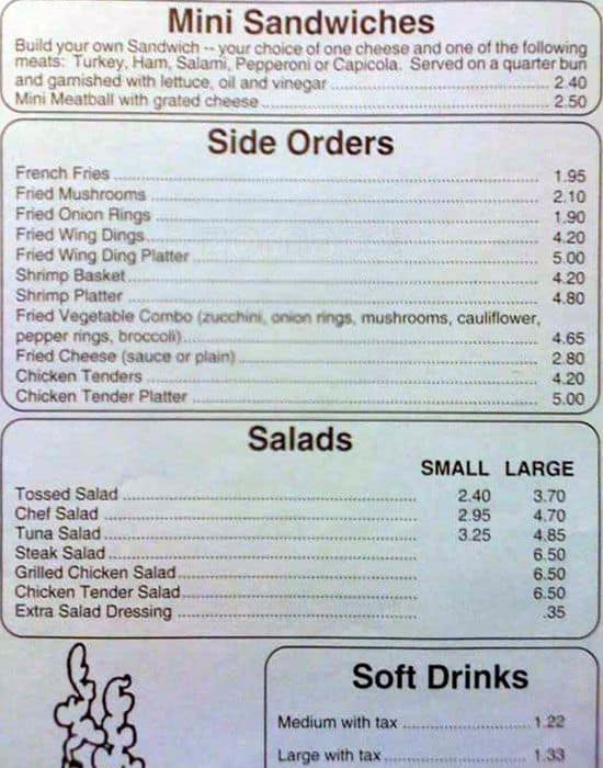 Menu at Sandwich Factory restaurant, Austintown, 15 N Canfield Niles Rd
