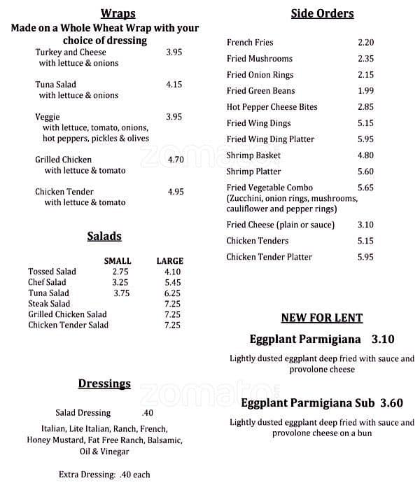 Menu at Sandwich Factory restaurant, Austintown, 15 N Canfield Niles Rd