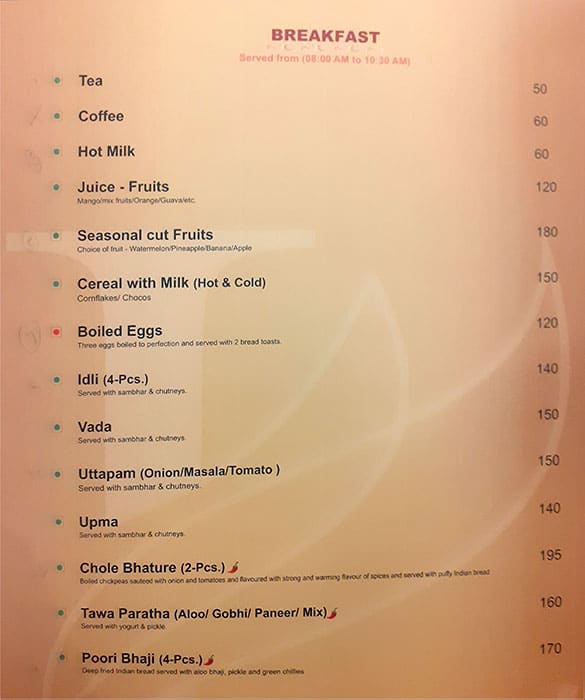Legend Inn menu