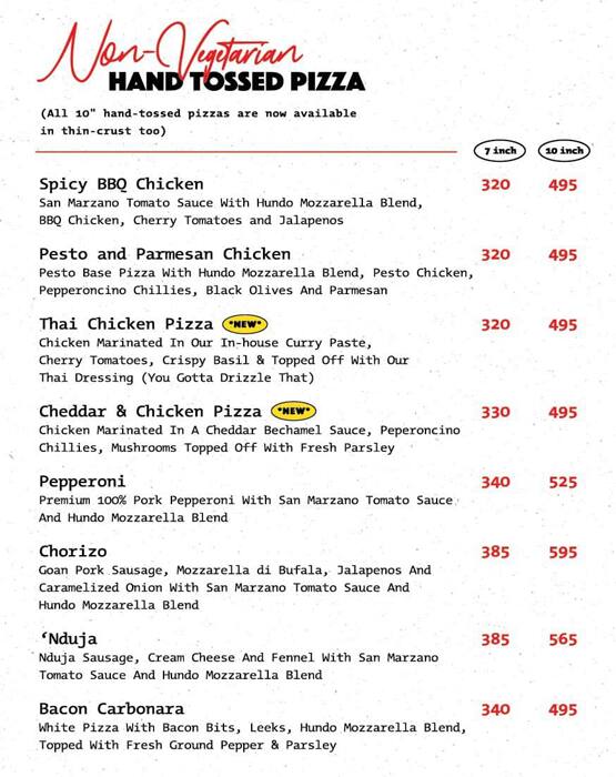Hundo Pizza - Lokhandwala menu