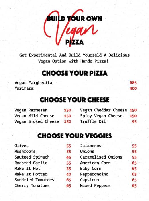 Hundo Pizza - Lokhandwala menu