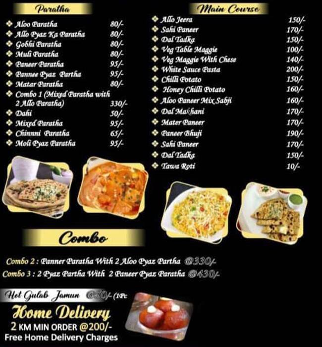 Parathe Menu Menu of Chalte Firte Parathe Point, Uttam Nagar, New Delhi