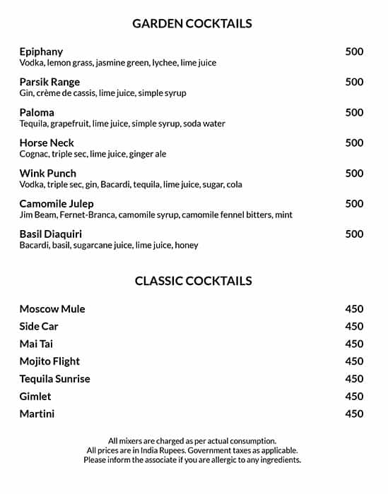 Menu of Wink Vivanta Navi Mumbai, Turbhe, Navi Mumbai