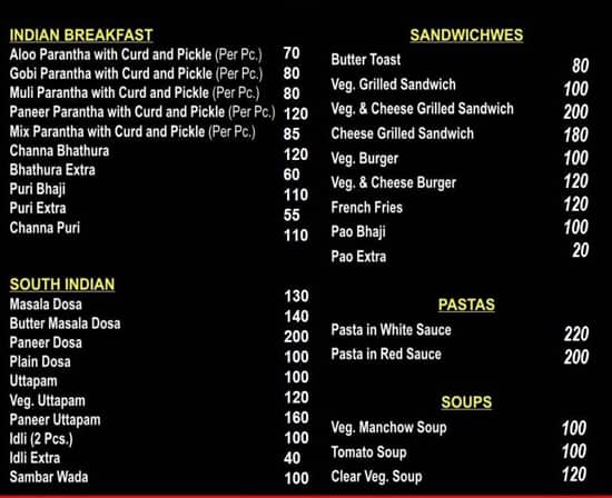 Menu of Trikuta View Food Point, Katra, Jammu