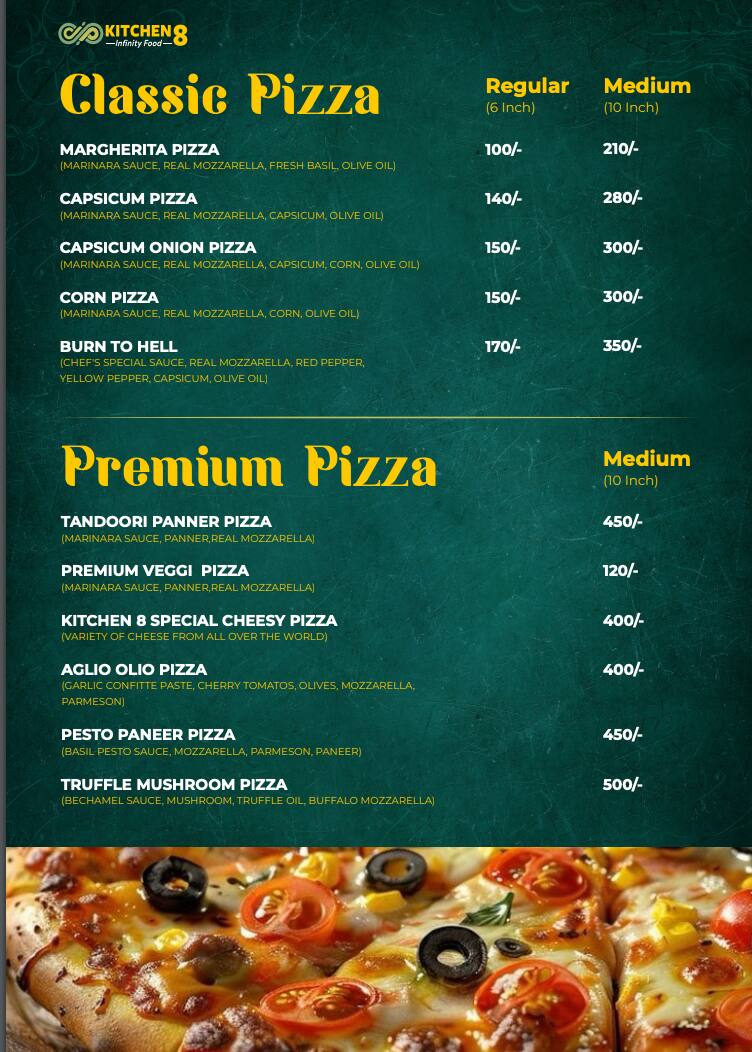 Menu of Kitchen 8, Vastrapur, Ahmedabad