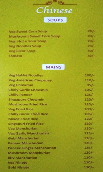 Udupi Cafe menu