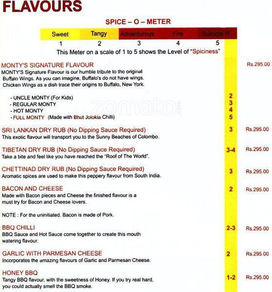 Monty's Chicken Wings Menu Zomato