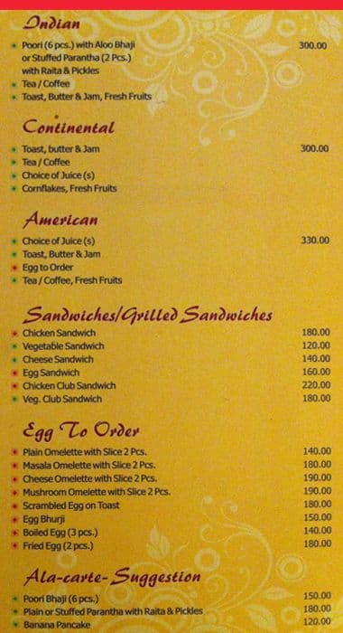 Swadan Restaurant menu