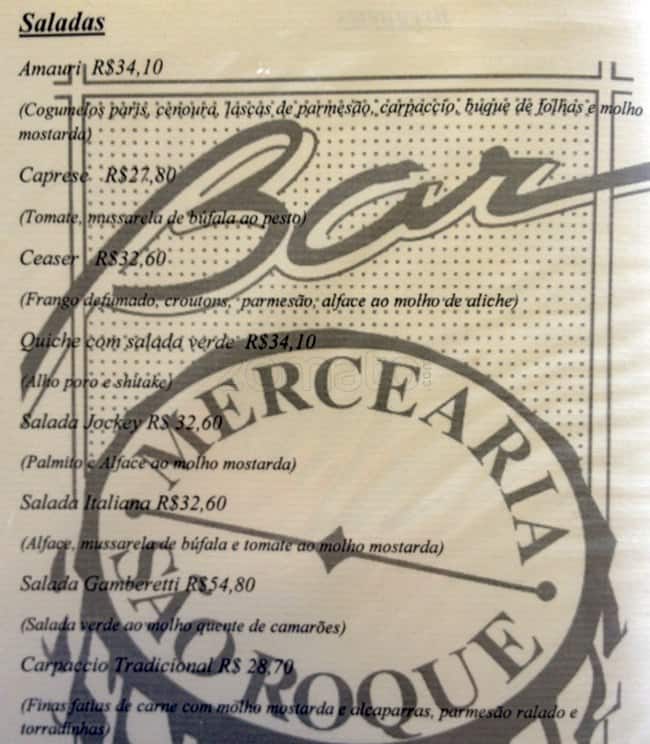 Mercearia Amauri cardápio