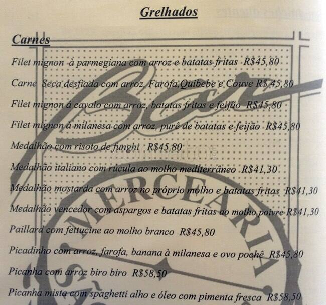 Mercearia Amauri cardápio